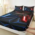 thumbnail image 3 of Castle Fairy Video Game Boy Twin Sheet Sets 3pcs,Abstract Geometric Plaid Gamepads Twin Fitted Sheet Microfiber,Blue Red Neon Lights Gamer Breathable Flat Sheet,Super Cozy Room Decor, 3 of 7