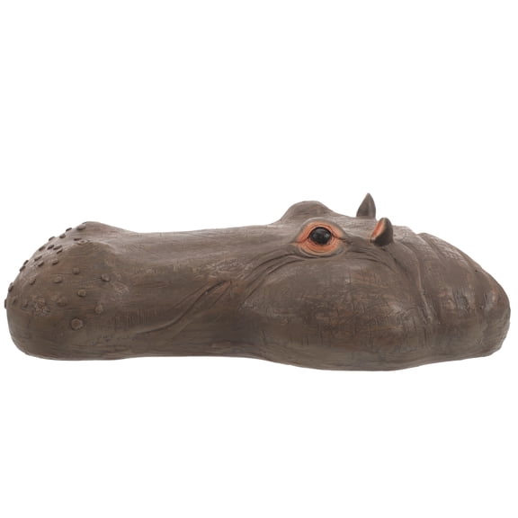 BESTOYARD Garden Lawn Hippo Head Decor Resin Dark Brown 1Pack Homeowners