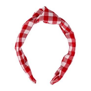 Time and Tru Women's Top Knot Gingham Headband, Red