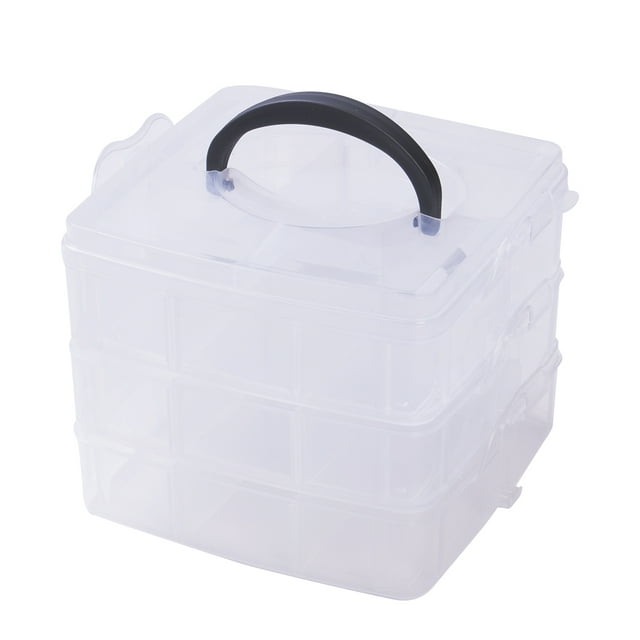 xiaxaixu Boîte de Rangement en Plastique à 3 Couches 18 Compartiments Contenant pour Bijoux