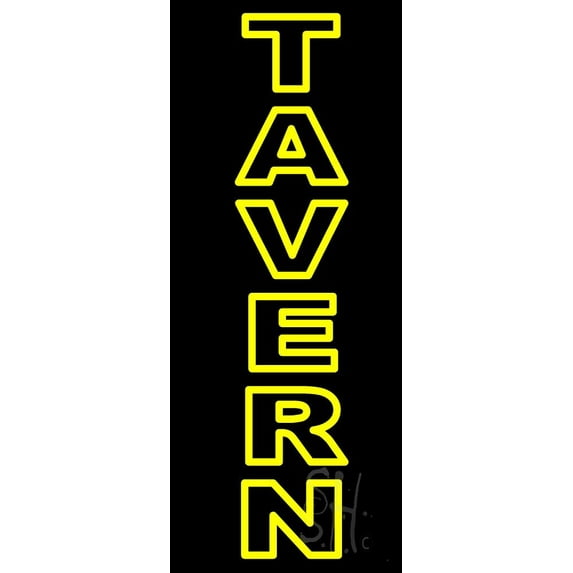 Vertical Tavern LED Neon Sign 13 x 32 - inches, Black Square Cut Acrylic Backing, with Dimmer - Bright and Premium built indoor LED Neon Sign for restaurant window and interior decor.