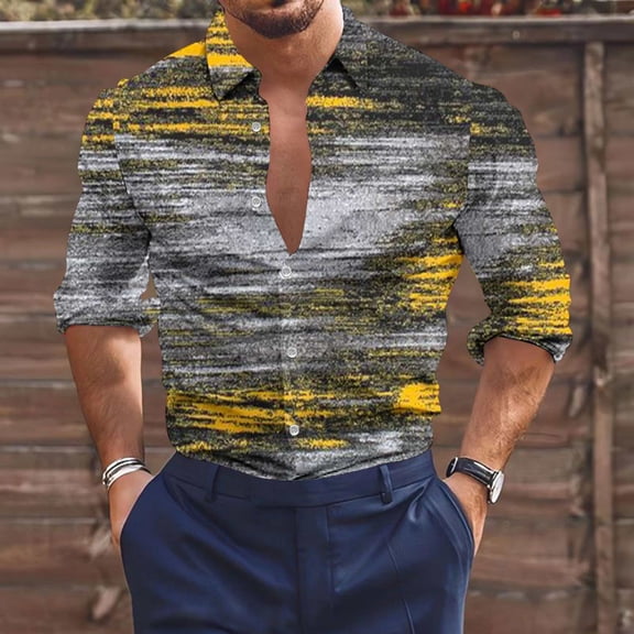 Lilgiuy Workout Shirts for Men Casual Solid Turn Down Long Sleeve Pullover Zipper Top for Dating Wedding