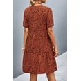 thumbnail image 2 of Women's Ditsy Floral Empire Waist Plunge Short Sleeve Dress Peplum Neckline Surplice Style 95% polyester 5% spandex, 2 of 8