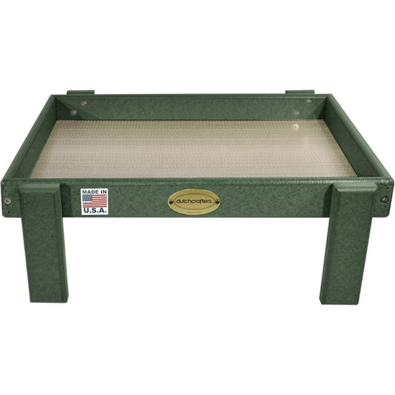 DutchCrafters Amish American Made Platform Bird Feeder, Free Standing Ground Bird Feeders for Outdoors, with Raised Seed Tray for Wild Birds, Chicken, Squirrel, Gift for Birdwatchers (Turf Green)