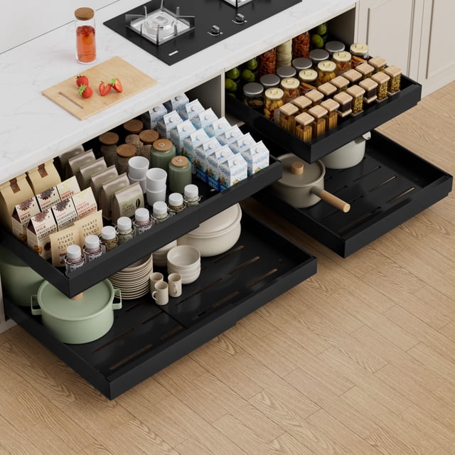 Armario organizador extraíble PAKETA, paquete de 4 unidades, 21 cm de profundidad, color negro