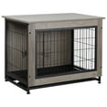 thumbnail image 5 of Walsunny Wooden Dog Crate Furniture,Double-Doors Kennel Indoor with Divider and Removable Tray,End Table Dog Crate for Decoration 32.5"L x 22.0"W x 25.0"H，Grey, 5 of 7