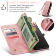 thumbnail image 3 of For Samsung Galaxy S20 FE Wallet Case,Multi-Functional Retro Leather Purse Flip Cover Zipper Wallet Case with Removable Card Slots Pocket & Detachable Wrist Strap Magnetic Phone Case, Pink, 3 of 10