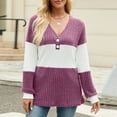 thumbnail image 5 of Womens Color Block V Neck Sweater Long Sleeve Loose Warm Tee Tops Sweaters Pullovers 2025 Fashion Clothes, 5 of 7