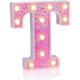 thumbnail image 2 of LED Letter Sign Light Pink Glitter Letter Night Light Wedding Birthday Party Christmas Lights Girls Gift Home Bar Decor(T), 2 of 8