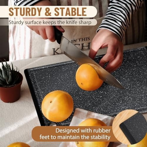 Plastic Cutting Boards for Kitchen, 3-Piece Large Cutting Board Set Dishwasher Safe Chopping Boards with Non-slip Feet and Juice Grooves,