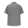 thumbnail image 4 of Huresd Men's Wrinkle Free Untucked Cuban Shirt Color Block Button Down Shirts Short Sleeve Shirt Gray XL, 4 of 5