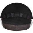 thumbnail image 1 of Pemberly Row Patio Rattan Daybed Cushioned Sofa Table Top Canopy Black, 1 of 8
