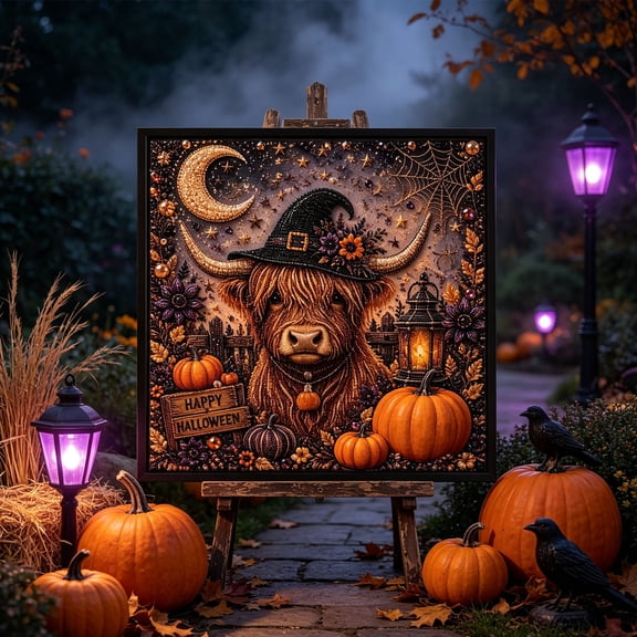 PLPPYFS Halloween Ghost Pearl Diamond Art DIY Kit, 3D Diamond Embroidery Crafts Kit for Adults, Spooky Cute Ghost Pumpkin Canvas Art, DIY Fall Home Halloween Decor Wall Art, Beginner DIY Gift