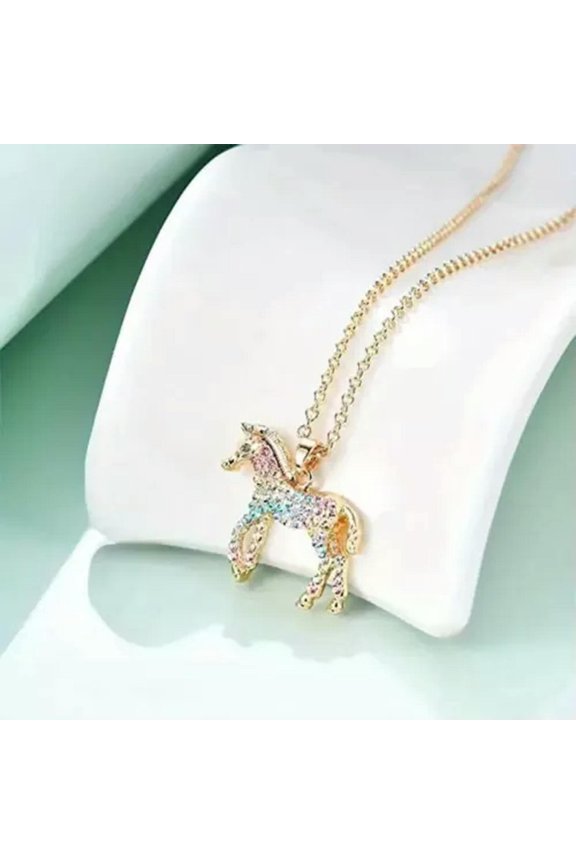 Colorful Horse Pendant Necklace Trendy Jewelry Gold Clothing Accessories Hot New