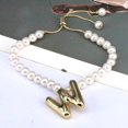 thumbnail image 2 of Bubble Letter bracelet For Women, Balloon Initial 14k Gold Plated Pearl Chain Alphabet Pendant Charm Simple Adjustable Gift Jewelry, 2 of 9