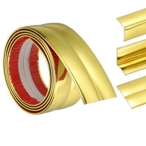 3-in-1 Peel and Stick Trim, 1.6in x 3.2 ft Multifunctional Wall Molding Trim, Flexible Edge Guard Molding Self-Adhesive Caulk Strip for Floor, Table, Door Frame, Shiny Gold