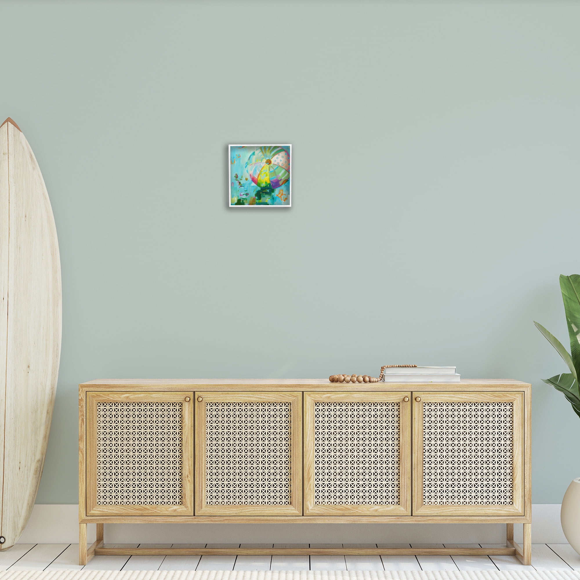 Stupell Industries Modern Beach Ball Pattern Abstract Painting White Framed Art Print Wall Art, 12 x 12