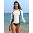 thumbnail image 5 of ANFERRY Womens Rash Guards Long Sleeve Full Zip Swim Top Color Block Outdoor Sun Protection Jacket, 5 of 7