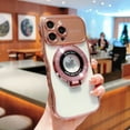 thumbnail image 5 of for iPhone 14 Plus Case Wave Edge with Rotatable Ring Stand Compatible with MagSafe, Plating Clear Case with Camera Lens Protector Slim Phone Case for Women Girls For iPhone 14 Plus, Rosegold, 5 of 11