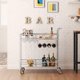 thumbnail image 4 of Carro de Bar Portátil con Ruedas - 2 Niveles de Vidrio Espejado, Incluye Porta Copas y Botellas, Estructura Metálica, para Hogar o Fiestas– Color Plata, 4 of 7