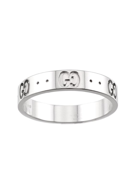 Pre-Owned Gucci Icon Ring #17, 18K White Gold (750).