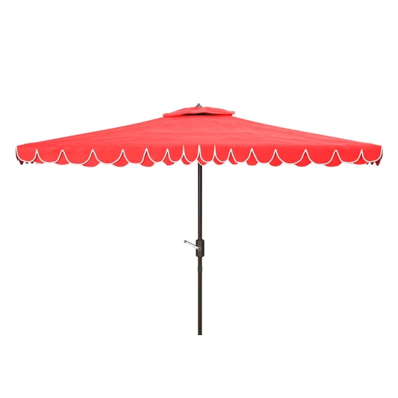 SAFAVIEH Elegant 6.5' X 10' Market Crank Patio Umbrella, Red