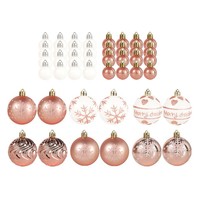 44 Uds. de bolas de Navidad, suministros decorativos para fiestas, adornos navideños para vacaciones, Navidad, decoración de oficina interior Estilo A Rosa Soledad Colgantes Bolas