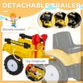 thumbnail image 5 of Aosom Kid's Ride-On Toy, Pedal Digger Construction Car with Horn & Detachable Trailer, Yellow, 5 of 9