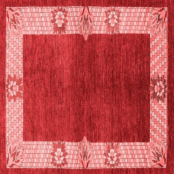 Ahgly Company Indoor Square Oriental Red Industrial Area Rugs, 7' Square