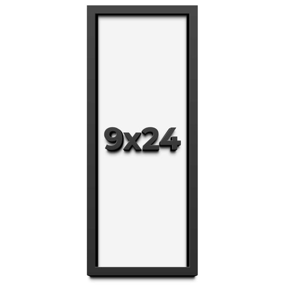 9x24 Shadow Box Frame Black | 1 inches Deep Real Wood Contemporary Shadowbox Display Frame | UV