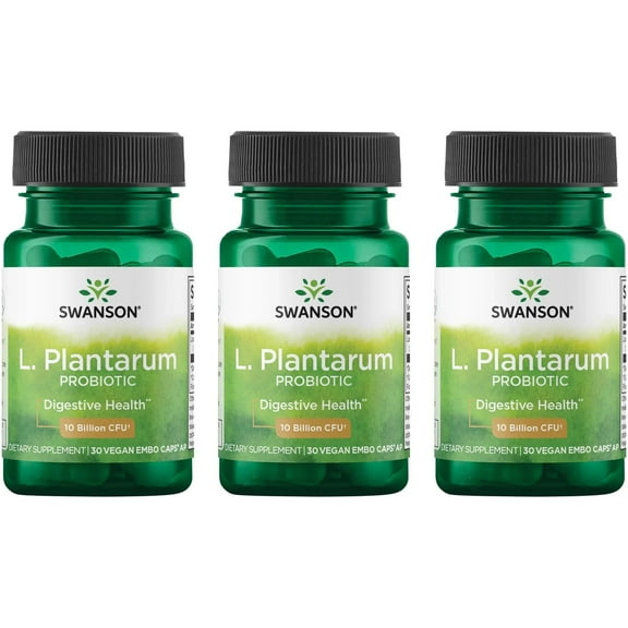 Swanson L. Plantarum - Digestive Supplement Promoting Gastrointestinal Balance & Bowel Regularity - Natural Formula to Help Reduce Bloating - (30 Veggie Capsules) (3 Pack)