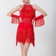 thumbnail image 3 of Vestido de baile con flecos y borlas para mujer, vestido con purpurina para Club, Festival de Música, espectáculo de escenario , Rojo 2XL, 3 of 9