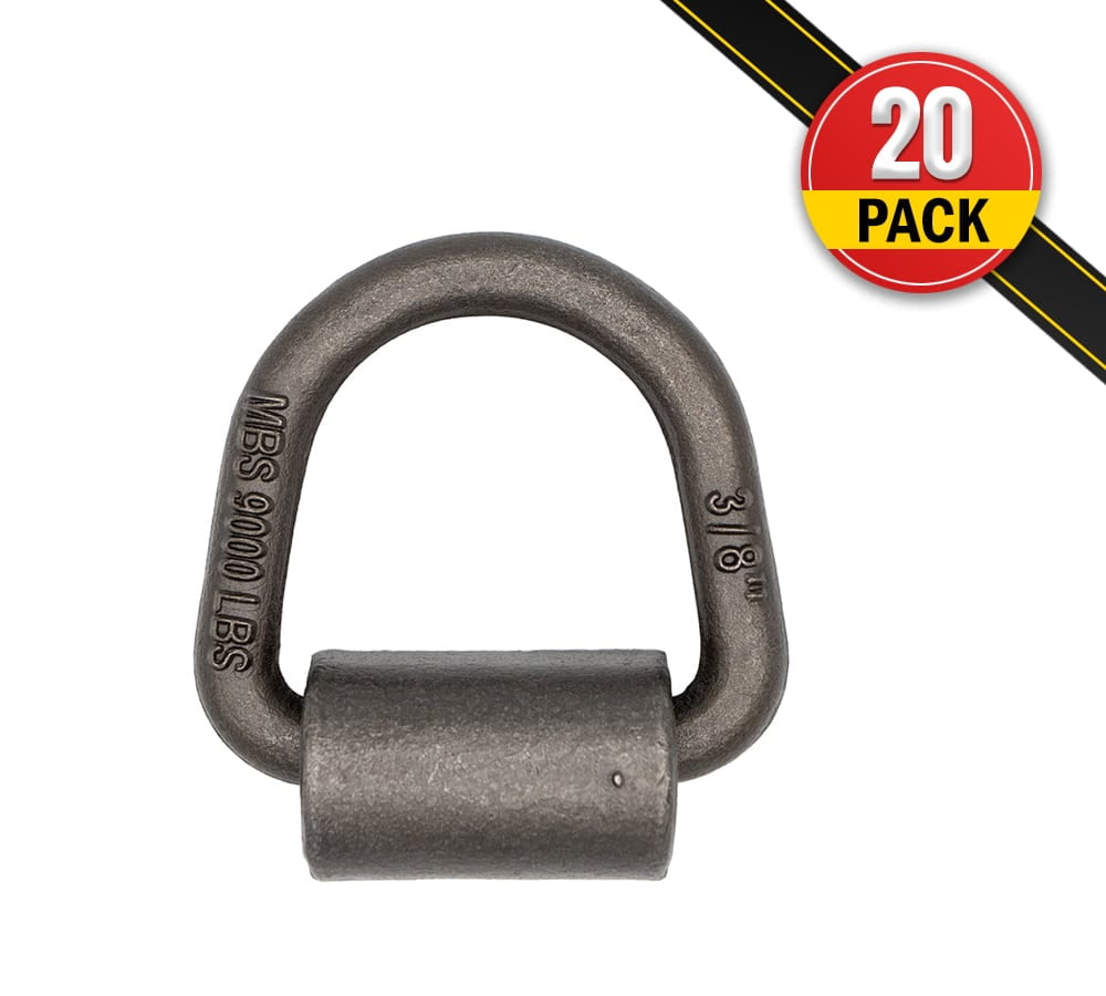 (20 Pack) 3/8" Heavy Duty Weld On D Ring - 9,000 LBS Breaking Strength Tie Down Anchor for Truck Bed - Forged D Rings for Trailer