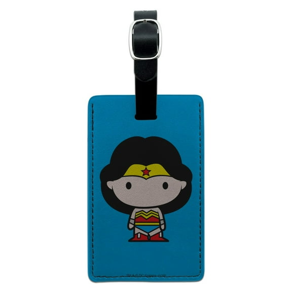 Wonder Woman Cute Chibi Character Rectangle Leather Luggage Card Suitcase Carry-On ID Tag