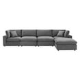 thumbnail image 3 of Modway Commix 5-Piece Down Filled Overstuffed Performance Velvet Sectional Sofa in Gray, 3 of 10