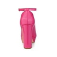 thumbnail image 2 of BLISSFUL STEP Women's Block Heel Pumps Platform Ankle Strap Round Toe Heel Hot Pink 11, 2 of 7