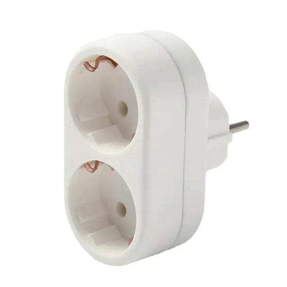EU Standard Power Adapter 250V 16A European Plug Socket Splitter with 2 Way Outlets for Germany, France, Denmark, Finland, Norway, Poland, Portugal