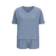 thumbnail image 5 of CLOISE Two Piece Set for Women Outfits Short Sleeve Plus Size Matching Sets Oversized Outfits T Shirts Shorts Beach Vacation Clothes, 5 of 8