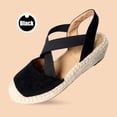 thumbnail image 1 of WIZUTIZ Sandales à Talons Compensés pour Femmes avec Ceinture Élastique Croisée Chaussures de Plage Prix Réduit Noir, 1 of 1