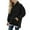 Black, variant on Womens Oversized Hoodie Dress 2025 Fall Solid Sweatshirts with Zipper Side Slit Casual Fashion Loose Pullover Tops