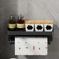 Wall Mount Paper Towel Holder for Kitchen, 11" Self Adhesive Paper Towel Holder for For Bathrooms/Kitchens, Condiments, Paper Towels, Paper Towel Holder With Shelf