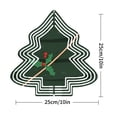 thumbnail image 7 of Stylish Metal Hanging Christmas Tree Wind Spinner - Dark Green with White Concentric Lines Red Berries & Holly for Garden Decor, 7 of 7