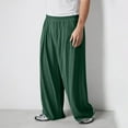 thumbnail image 2 of Dagegui Under $15 Baggy Cotton Linen Pants for Men Casual Elastic Waist Wide Leg Pant Oversized Summer Beach Vacation Trousers with Pockets Green L, 2 of 8