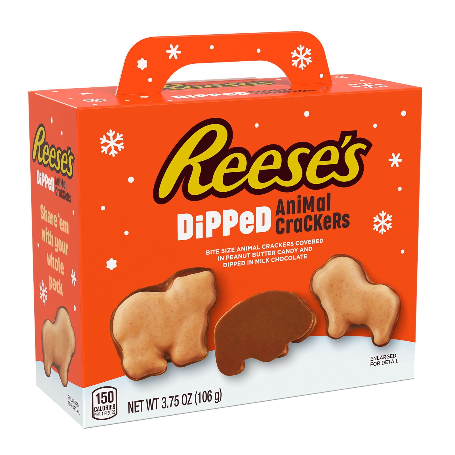 (2 pack) Reese's Milk Chocolate Peanut Butter Candy Christmas Dipped Animal Crackers, Box 3.75 oz