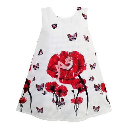 Girls Pinafore Pattern - Girls Dress Little Girl Sleep In Flower Pattern Butterfly Red 7