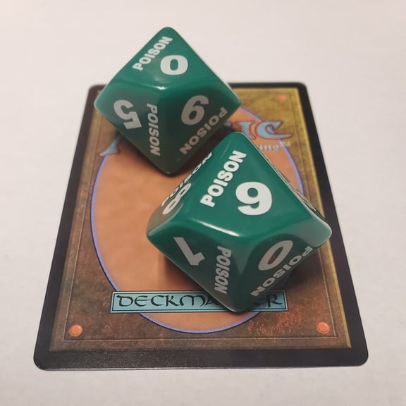 Oversized Large Poison Spindown d10 Compatible with Magic: The Gathering (2 Pack)