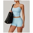 thumbnail image 5 of PISONIC Women 2 Pieces Workout Sets Tank Tops and High Waist Booty Lifting Shorts Gym Sets, 5 of 6