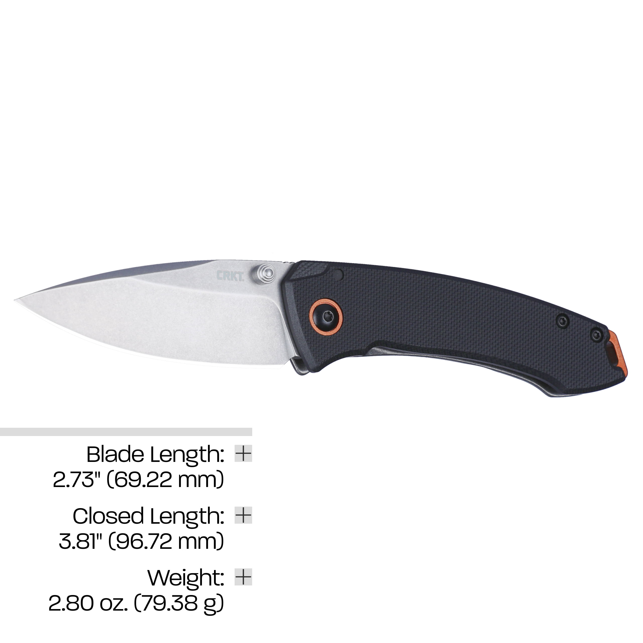 CRKT Tuna Compact Everyday Carry EDC Pocket Folding Knife with Frame Lock: Stainless Steel Plain Edge Blade, G10 Handle, Pocket Clip, 2522