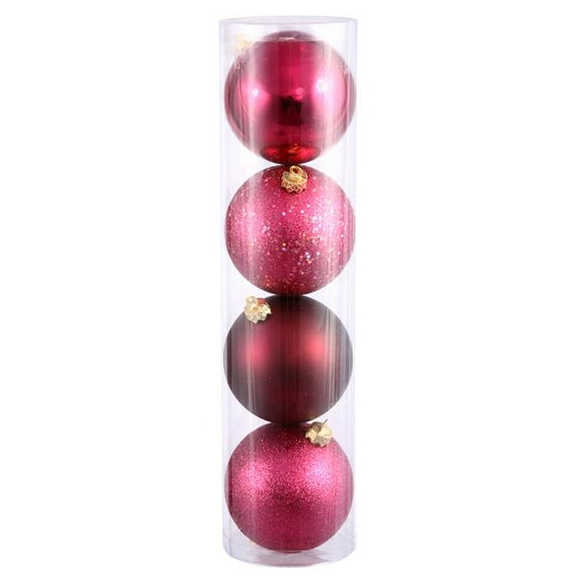 Wine 4 Finish Assorted Ball Ornament, 1.6 in. - 96 per Box