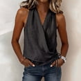 thumbnail image 2 of Womens Tank Tops Side Tie V Neck Loose Fit Cotton Sleeveless Shirts Casual Summer Black Halter Tops for Women, 2 of 7